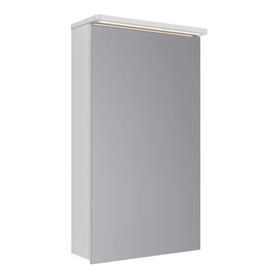 Шкаф зеркальный Lemark ZENON 45х80 см 1 дверный, петли слева, с козырьком-подсветкой, с розеткой, цвет корпуса: Белый глянец LM45ZS-Z