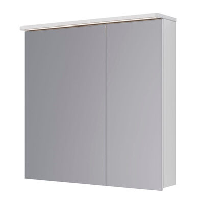 Шкаф зеркальный Lemark ZENON 80х80 см 2-х дверный, с козырьком-подсветкой, с розеткой, цвет корпуса: Белый глянец LM80ZS-Z