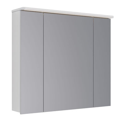 Шкаф зеркальный Lemark ZENON 90х80 см 3-х дверный, с козырьком-подсветкой, с розеткой, цвет корпуса: Белый глянец LM90ZS-Z