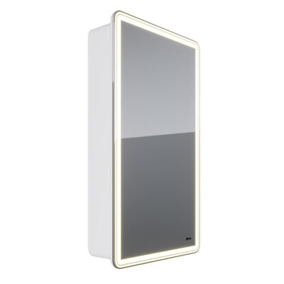 Шкаф зеркальный Lemark ELEMENT 45х80 см 1 дверный, петли справа, с подсветкой, с розеткой, цвет корпуса: Белый LM45ZS-E
