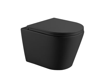 Унитаз подвесной безободковый HOLLER SHELL MB (480*365*360мм, сиденье дюропласт, микролифт) черный матовый