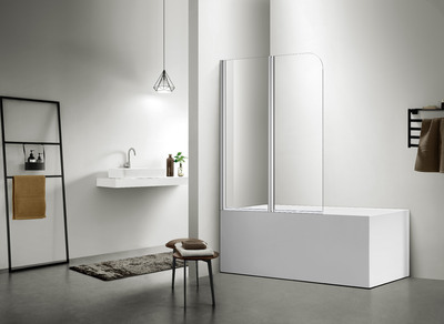 Шторка для ванны SANTREK AQUA Slim DFS2-1000-C-Chrome (маятниковая, р-р:1000*1400 стекло Прозр 5 мм, профиль  Хром)