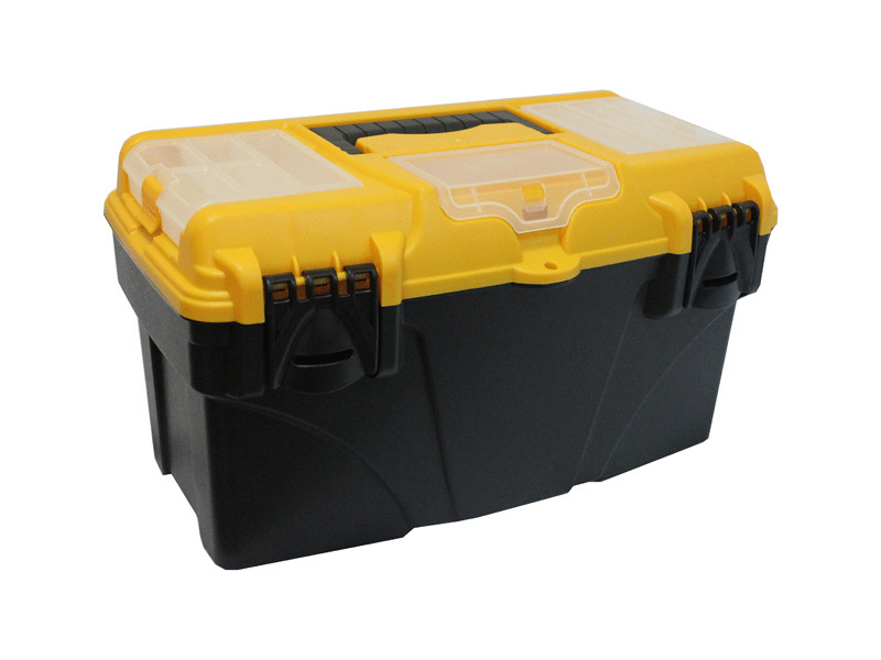 Ящик д/инструмента ТИТАН 21 (с коробками) Желтый с черным 53х27,5х29 ("М-пластика") (М 2939)
