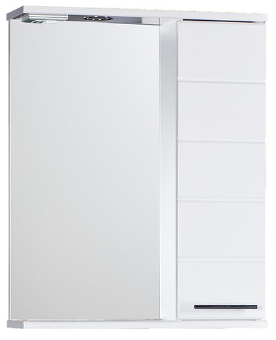 Зеркало-шкаф SANTREK HOME "Корро-55 С" с подсветкой (белый) 550х715х160