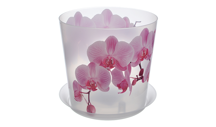 Кашпо ДЕКО Орхидея цв.микс D160мм 2,4л с поддоном прозрач.("М-пластика") (М 3106)