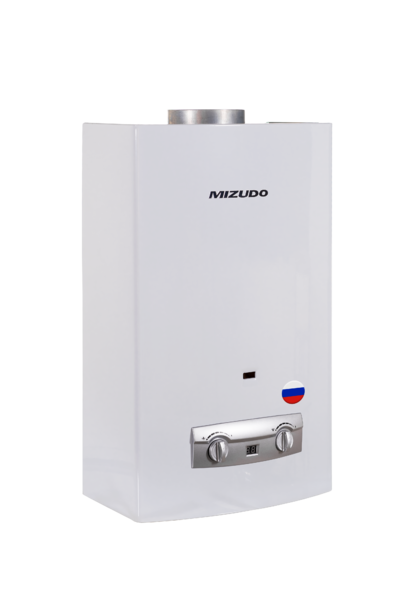 Газовый водонагреватель Mizudo ВПГ2-11ММ белый (11л/мин, 22кВт,евр.типа, диспл., механическая модуляция, 2 года гар) в580/ш320/г214 мм, ф120мм