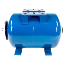 Гидроаккумулятор SANTREK AQUA 50л горизонтальный с площадкой, G1", ПЛАСТ. ФЛАНЕЦ, синий