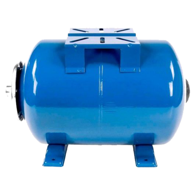Гидроаккумулятор SANTREK AQUA 50л горизонтальный с площадкой, G1", ПЛАСТ. ФЛАНЕЦ, синий