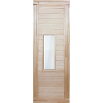 Дверь глухая со стеклом 1,7х0,7м Липа Кл.Б, коробка из Липы "Банные штучки" (34021)
