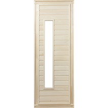 Дверь со стеклом(узкое, бронза,жаропр) 1,9х0,7м Липа Кл.А, коробка из Сосны "Банные штучки" (03322)