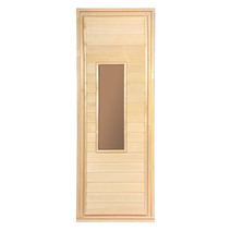 Дверь со стеклом(бронза) 1,9х0,7м Липа Кл.А, кор. из Сосны,с ручками и петл "Банные штучки" (32216)