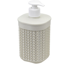 Диспенсер для мыла "Вязание" Белый Ротанг 8,5х8,5х19см ("М-пластика") (М 2239)