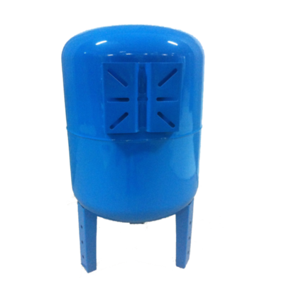 Гидроаккумулятор SANTREK AQUA 50л вертикальный с площадкой, G1", ПЛАСТ.ФЛАНЕЦ синий