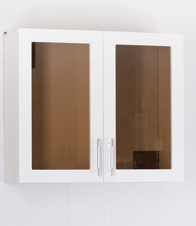 Шкаф для посуды 60 белый металлик (со стеклом) фасад МДФ SANTREK HOME