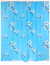 Штора д/ван "ZALEL" 1213 (бел.цветы на голубом) с кольцами (К110)