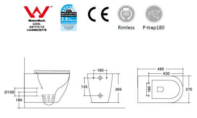 Унитаз подвесной безободковый HOLLER POINT MB (485*370*365мм, сиденье дюропласт, микролифт) черный матовый