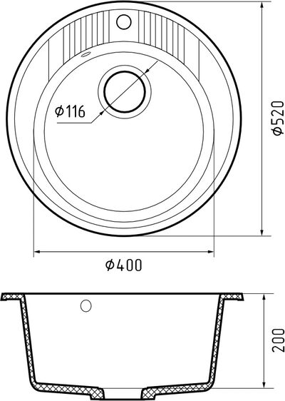 Мойка GRANFEST GF-R520 D =520 мм, круглая (кашемир)