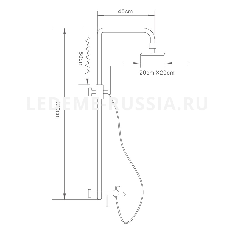 2452А Душевая система LEDEME d-35 с троп душем (сатин)