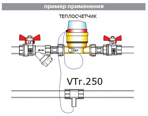 Тройник 1" - М10" - 1" г/г/г VALTEC под датчик теплосчётчика (VTr.250.N.0006)