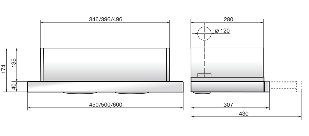 Воздухоочиститель ELIKOR Интегра 45П-400-В2Л Крем/Крем ш450/г307-430/в174 мм, подключение ф120мм, 400м3/ч. 841076