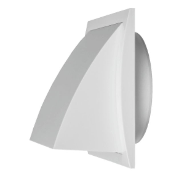 Выход стенной вытяжной с обратным клапаном SANTREK AIR 175х175 с фланцем D100, белый (175К100ФВ)