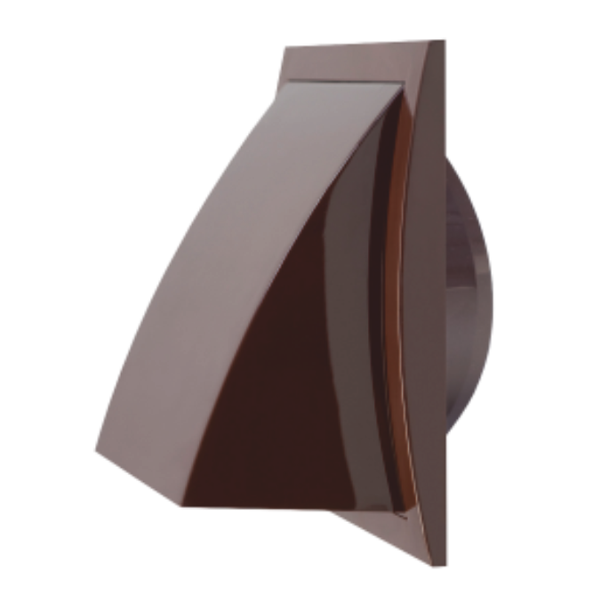 Выход стенной вытяжной с обратным клапаном SANTREK AIR 175х175 с фланцем D100, коричневый (175К100ФВ)