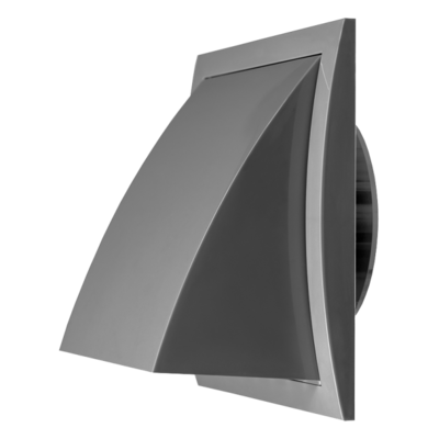 Выход стенной вытяжной с обратным клапаном SANTREK AIR 175х175 с фланцем D100, серый (175К100ФВ)