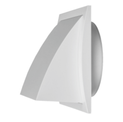 Выход стенной вытяжной с обратным клапаном SANTREK AIR 175х175 с фланцем D120, белый (175К120ФВ)