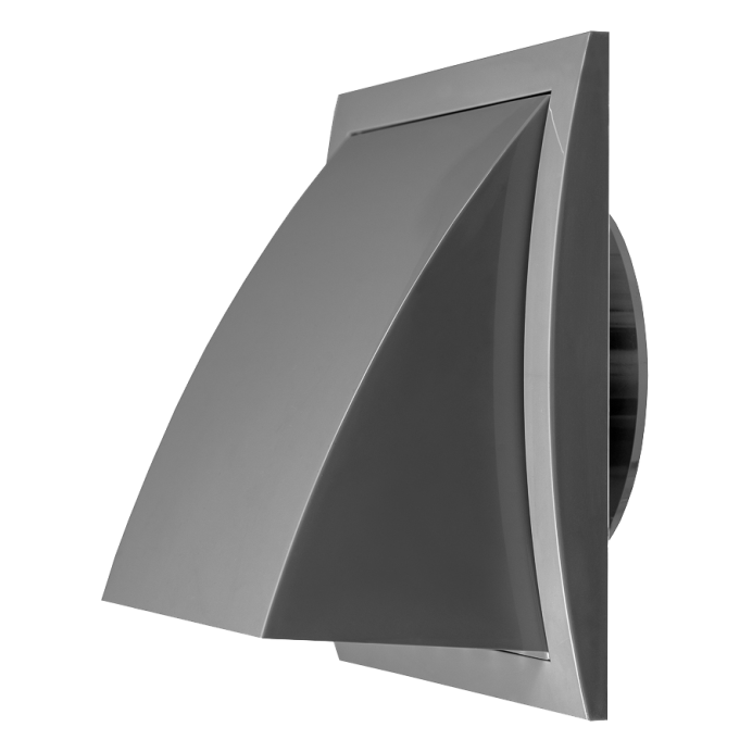 Выход стенной вытяжной с обратным клапаном SANTREK AIR 175х175 с фланцем D120, серый (175К120ФВ)