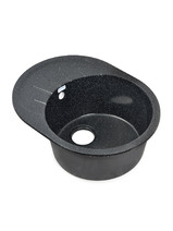 Мойка SANTREK AQUA PRO ROUND SA-R580L чаша + крыло 580*450 мм (черный-308) (+сифон)