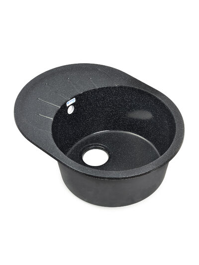 Мойка SANTREK AQUA PRO ROUND SA-R580L чаша + крыло 580*450 мм (черный-308) (+сифон)