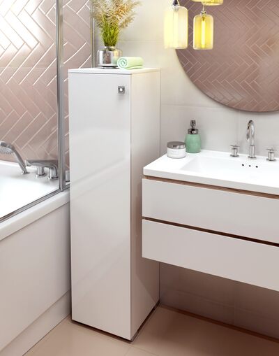 Высокий шкаф туалетный ВШТ SANTREK HOME "Виола" белый левый 300*1150*300