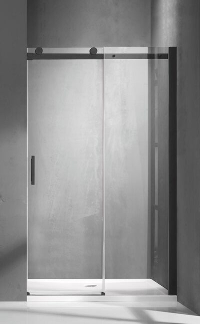 Душевое ограждение SANTREK AQUA Evo-DF-1100-C-Matt Black 1100*1950 Прямое, стекло Прозр. 8мм, профиль Чёрный