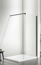 Душевое ограждение SANTREK AQUA Тour - SG-1100-С-Matt Black 1100*1950 стекло Прозр 6мм, профиль Чёрный  (штанга в комплекте)