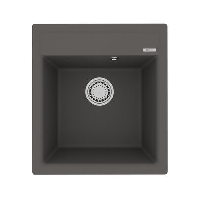 Мойка 9910011 HANKA 450 кухонная из кварцгранита, СЕРЫЙ ШЕЛК 450*500 прямоугольная 1чаша  (крепеж, сливная арматура с переливом) LEMARK