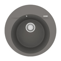 Мойка 9910005 SULA 500 кухонная из кварцгранита, СЕРЫЙ ШЕЛК круглая 1 чаша (крепеж, сливная арматура
