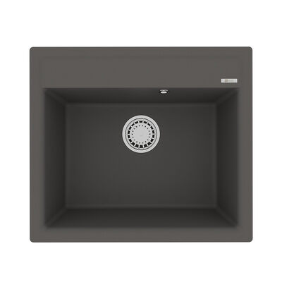 Мойка 9910017 HANKA 570 кухонная из кварцгранита, СЕРЫЙ ШЕЛК 570*500 прямоугольная 1 чаша (крепеж, сливная арматура с переливом) LEMARK