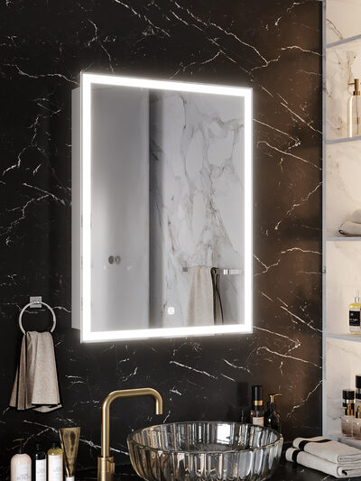 Зеркало-шкаф SANTREK HOME с LED подсветкой правое "ФЕНИКС" 500х800мм