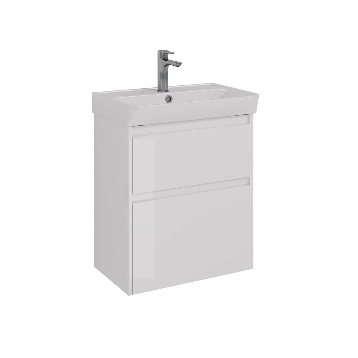 Тумба Lemark COMBI 60 см подвесная/напольная (под ум. NEON 60 Дрея) 2 ящика, цвет корпуса, фасада: Белый глянец LM03C60T