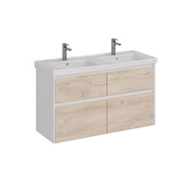 Тумба Lemark COMBI 125 см подвесная/напольная (под двойной ум. Гармония 125)4 ящика, цвет фасада: Дуб кантри, цвет корпуса: Белый глянец LM03C125T-dub
