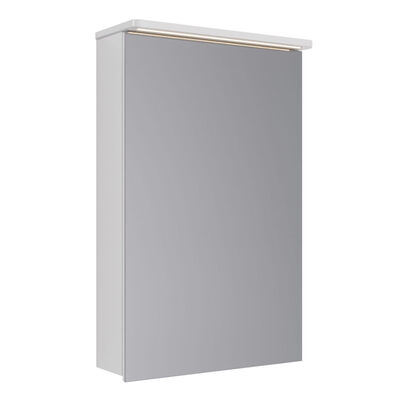 Шкаф зеркальный Lemark ZENON 50х80 см 1 дверный, петли слева, с козырьком-подсветкой, с розеткой, цвет корпуса: Белый глянец LM50ZS-Z