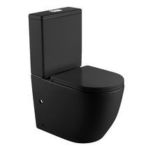 Унитаз-компакт безободковый HOLLER WEST MB (620*360*820мм, сиденье дюропласт с микролифтом, арматура 2-х режимная)  (2 места) черный матовый
