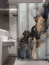 Штора д/ван "ZALEL"  с утяжелителем MARBLE 180х200 YT-Marble30 Grey
