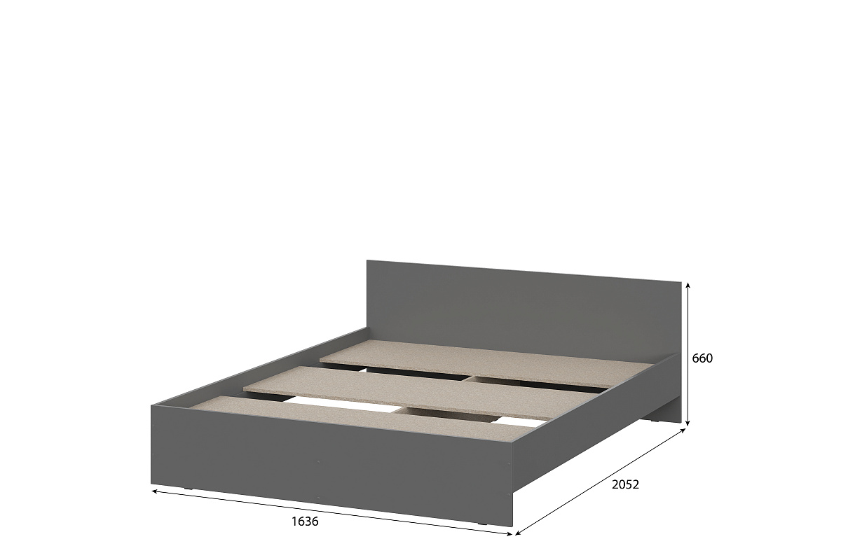 МС "Денвер" Кровать (1,6х2,0) Графит серый (2 места)