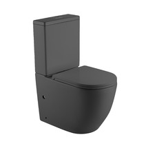 Унитаз-компакт безободковый HOLLER WEST MDG (сиденье дюропласт с микролифтом, арматура 2-х режимная)  (2 места) серый матовый