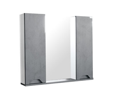 Зеркало-шкаф SANTREK HOME "Римини-80" (Графит бетон) 2 дв. 800х732х145