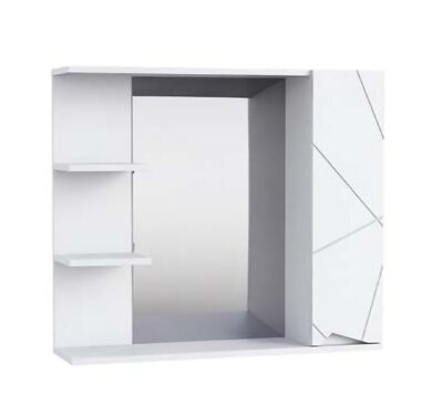 Зеркало-шкаф SANTREK HOME "Джой-80" 1дв. слева+зеркало (белый глянец) б/с 800*683*175