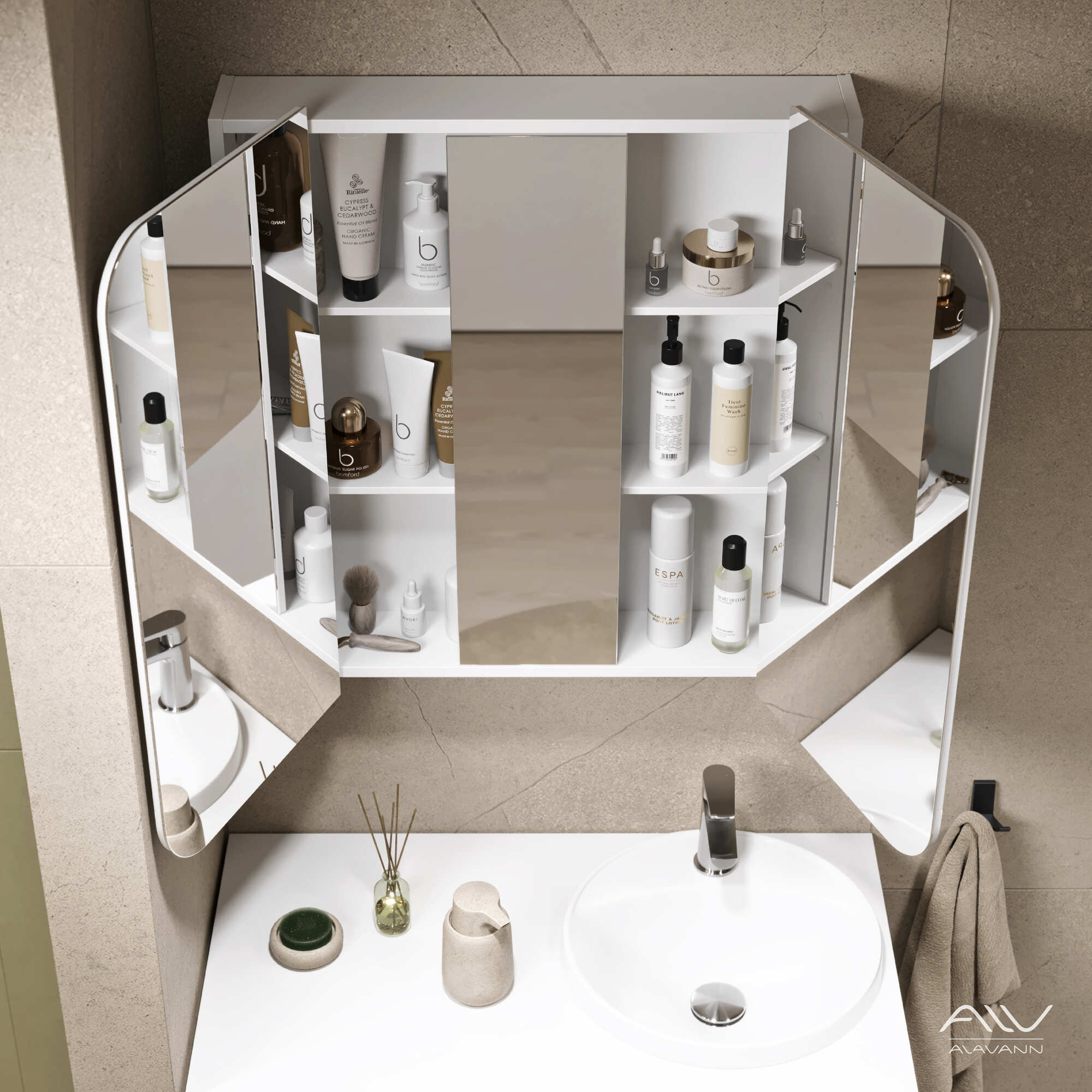 Шкаф зеркальный COSMETIC-80 белый Alavann