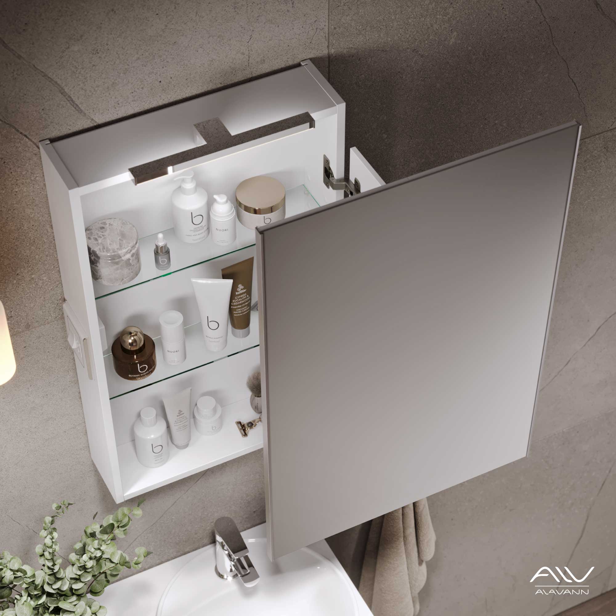 Шкаф зеркальный COSMETIC-55 белый Alavann 