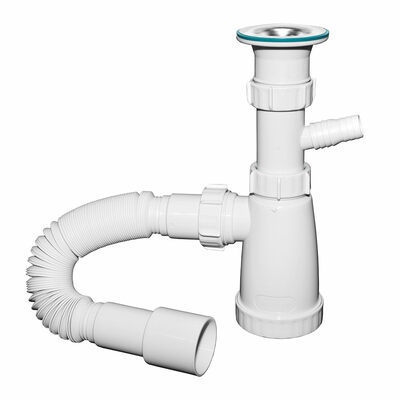 BG1080W Сифон 1 1/2*40 для моек с гофр.трубой 40*40х50 (800мм.) и отв. д/стир.машин ИНКОПЛАСТ